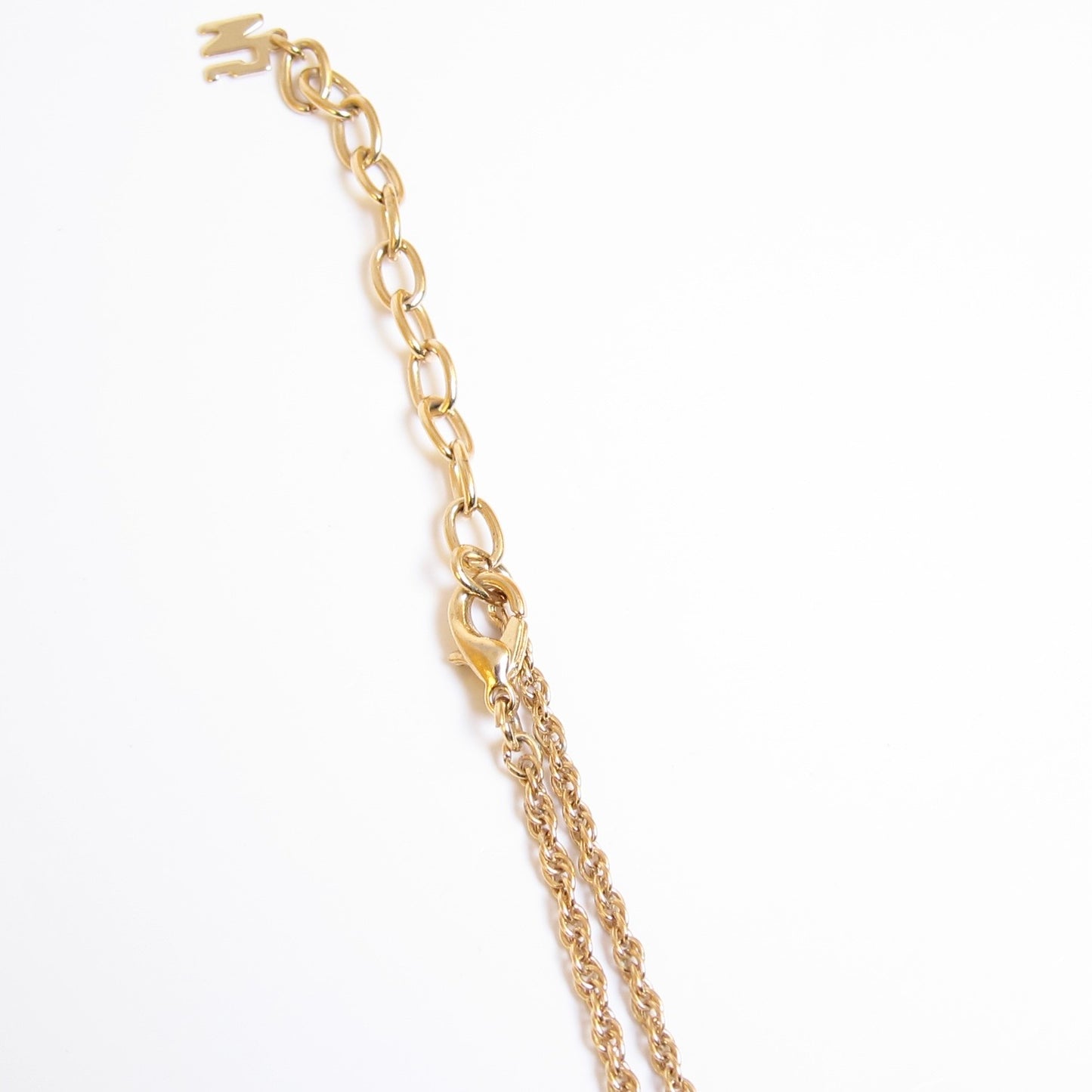 Nina Ricci Vintage NR Logo in Heart with Rhinestone Golden Necklace