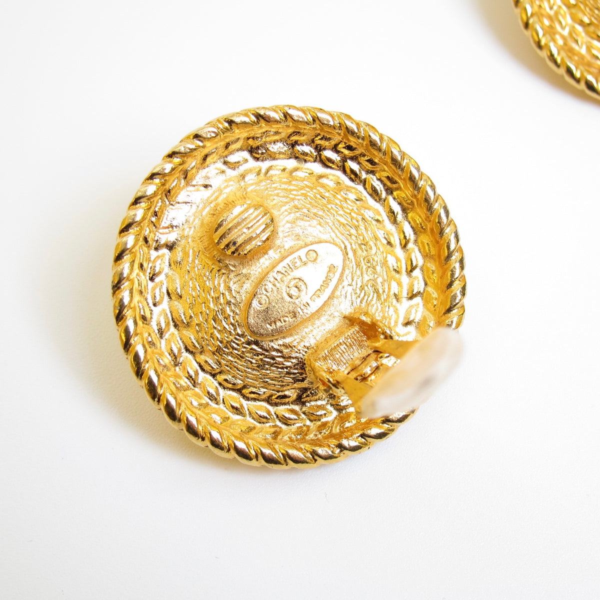 Chanel Vintage Blue Color Stone Golden Clip-on Earrings