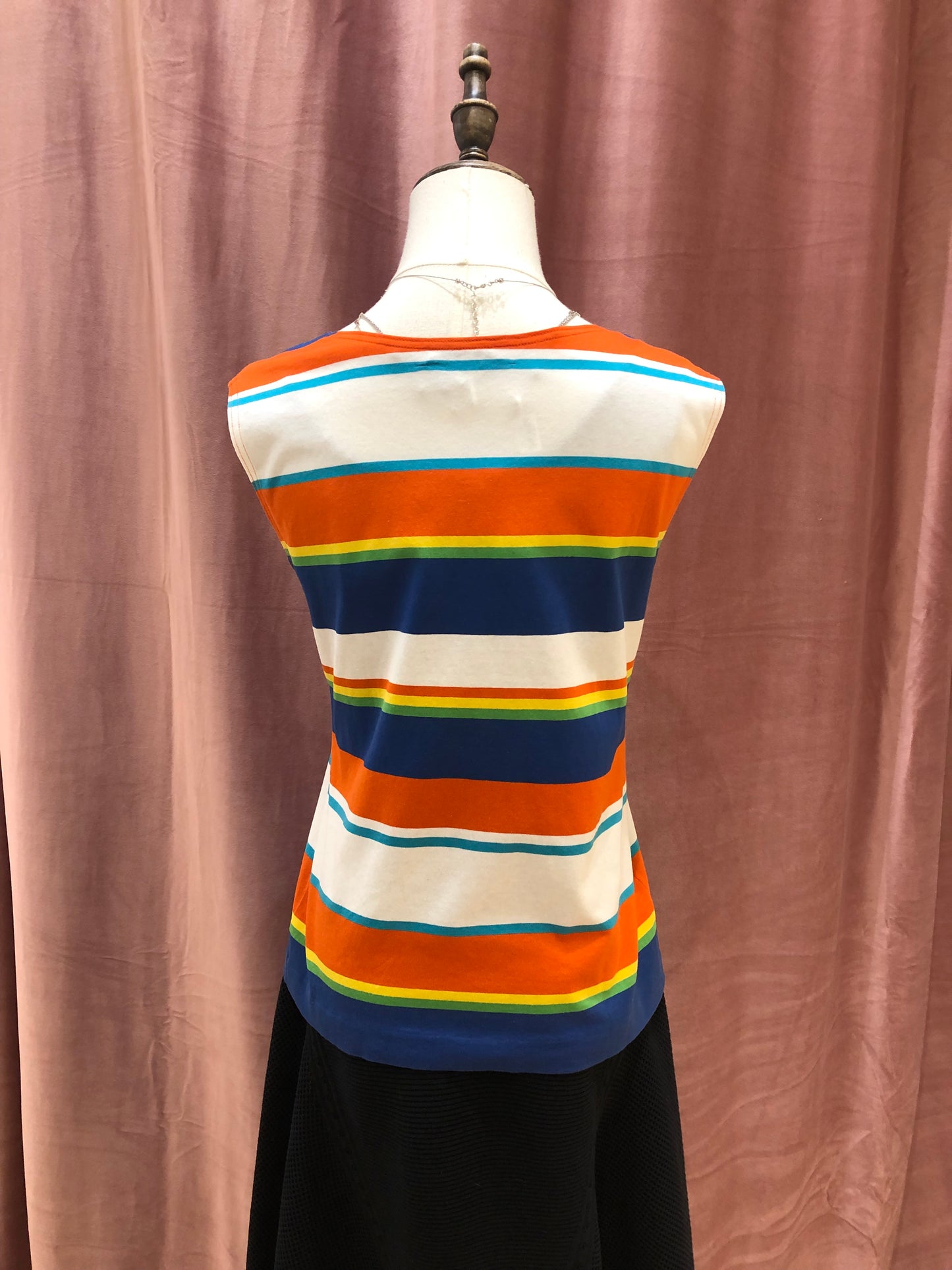 Christian Dior Vintage Multi-Color Striped with Polka Dots Sleeveless Top