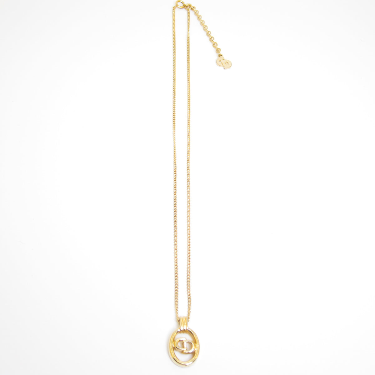 Christian Dior Vintage Oval CD Pendant Necklace