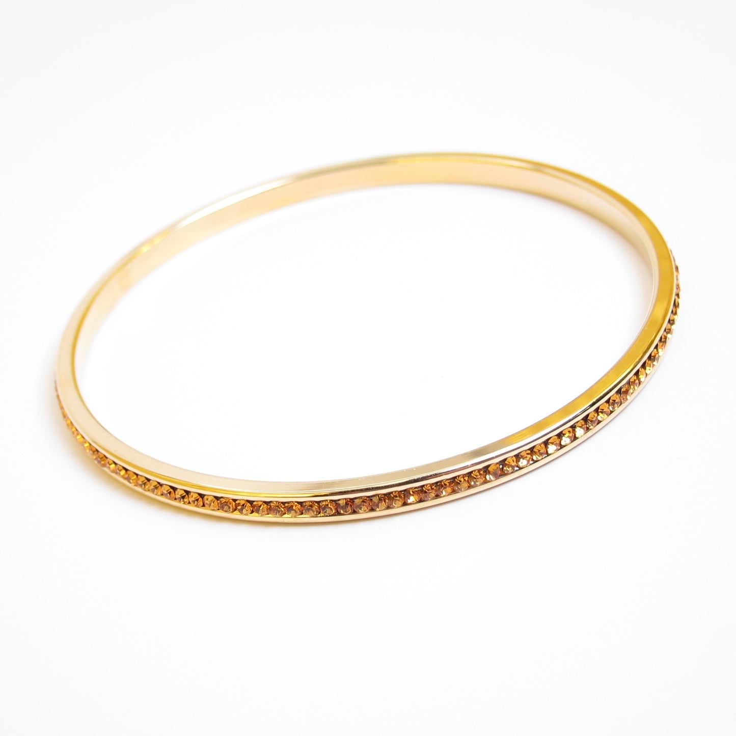 Monet Vintage Yellow Rhinestone Golden Bangle