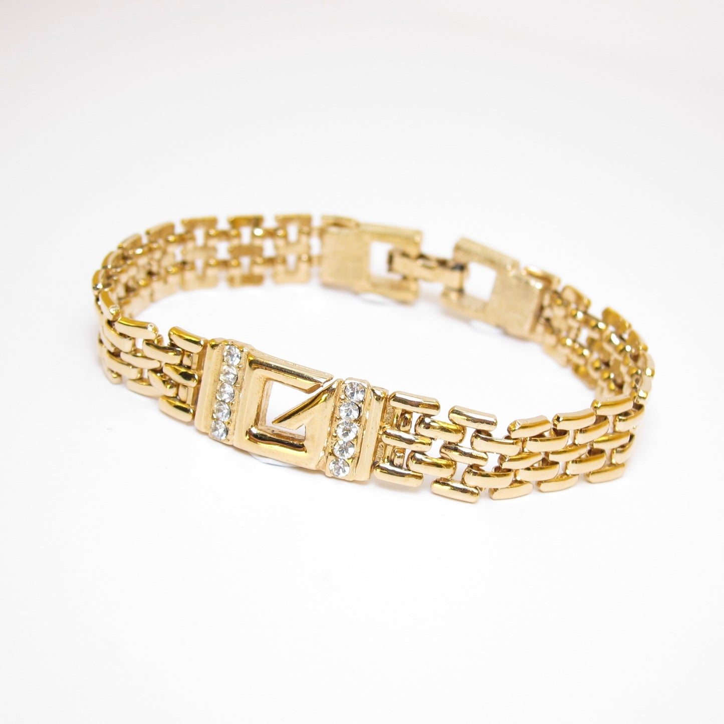 Givenchy Vintage G Logo with Rhinestone Golden Bracelet