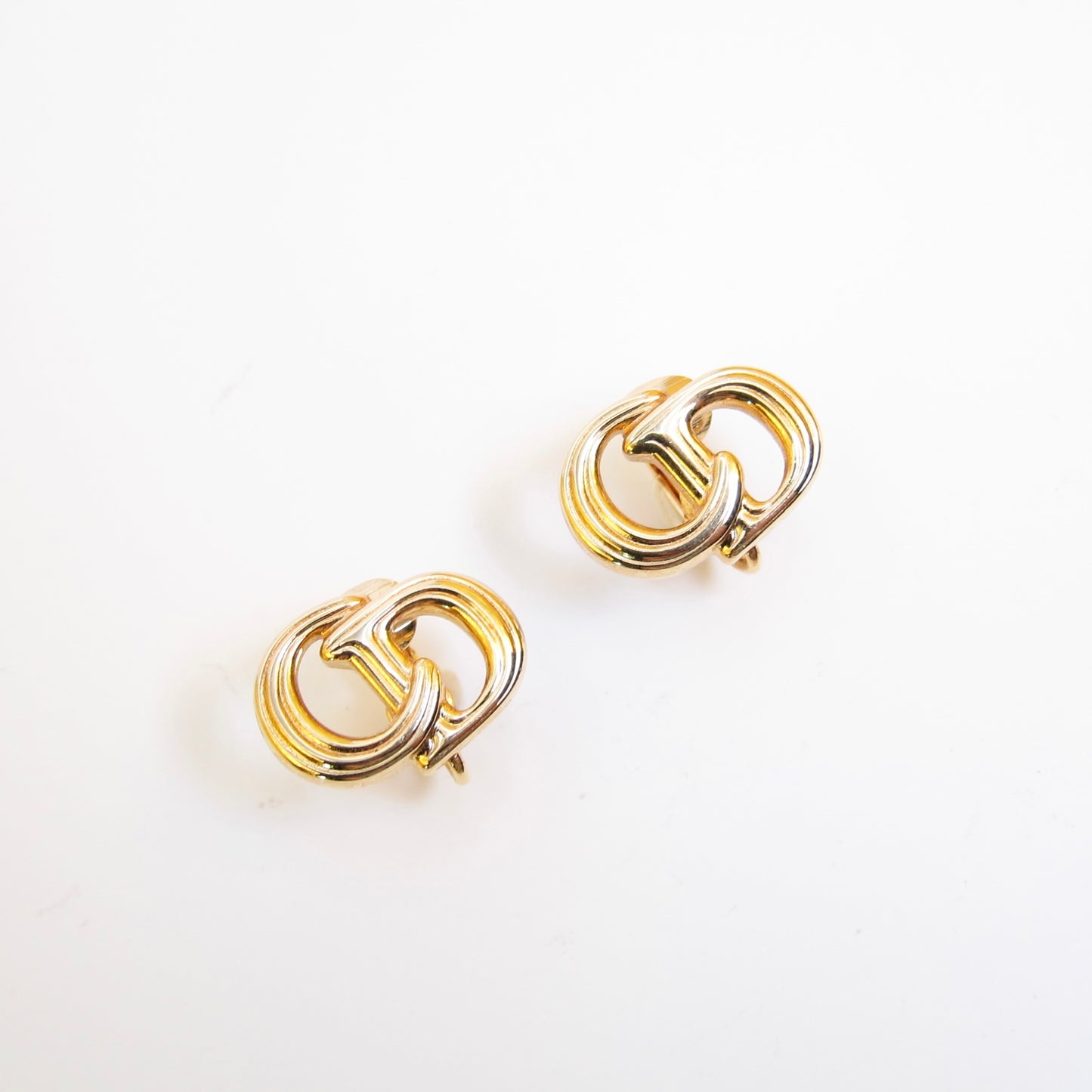 Christian Dior Vintage CD Logo Golden Clip-on Earrings