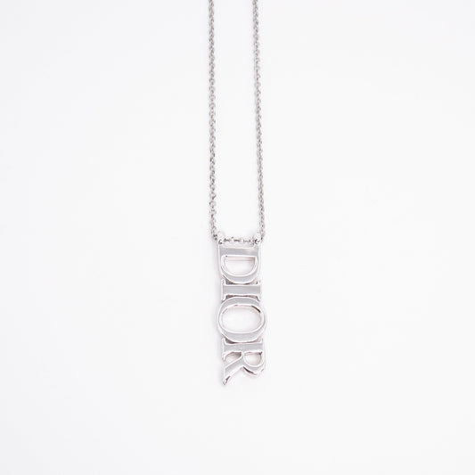 Christian Dior Vintage Dior Logo Silver Necklace