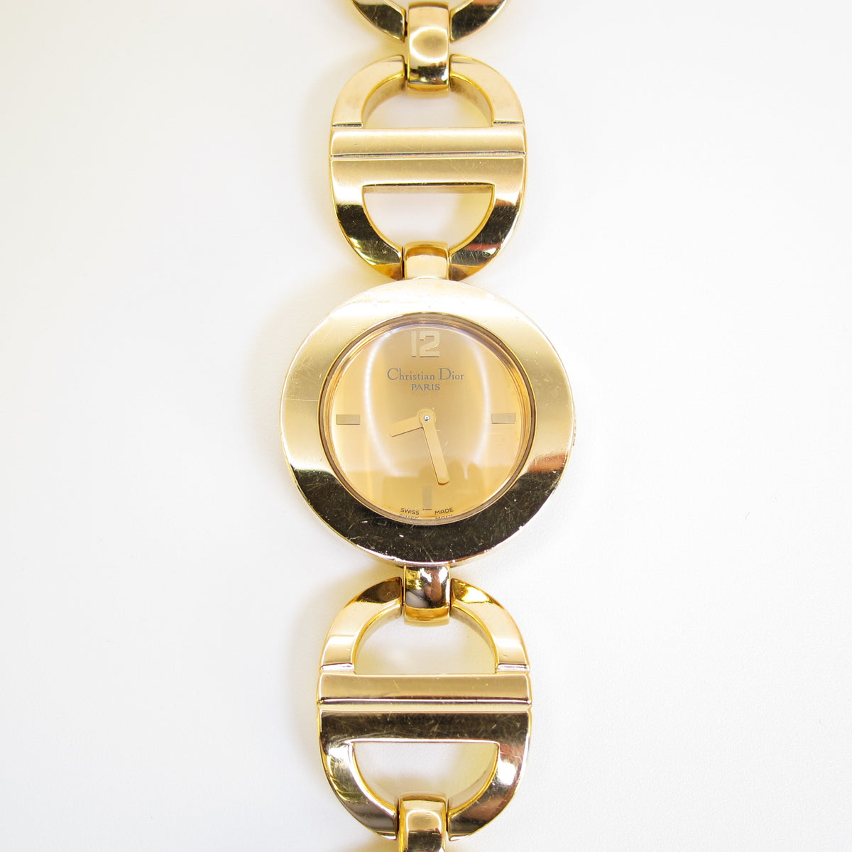 Christian Dior Vintage CD022180 Round Gold-Tone Bangle Watch