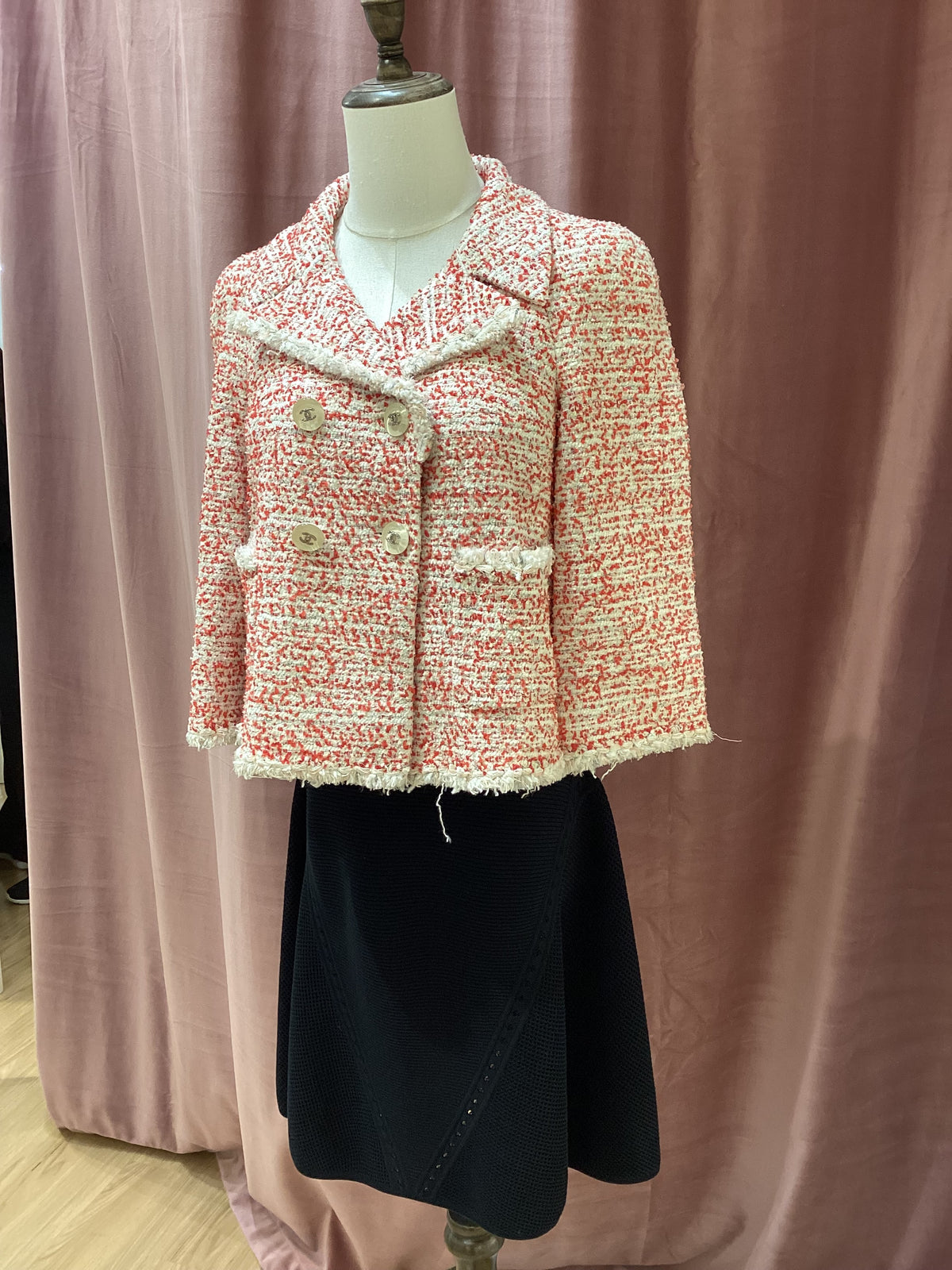Chanel Vintage Unused Saint-Tropez Collection Red Pink Tweed Knit Jacket