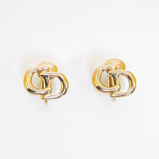 Christian Dior Vintage CD Logo Golden Clip-on Earrings