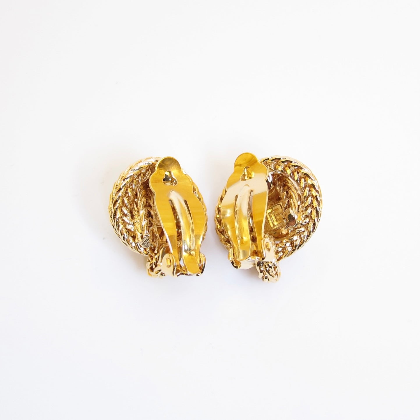 Pierre Balmain Vintage Pearl and Double Rope Twist Golden Clip-on Earrings