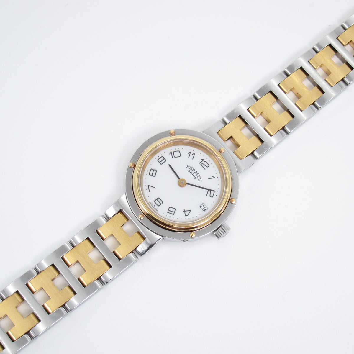 Hermès Vintage Clipper Two-Tone Watch with Box and Guarantee