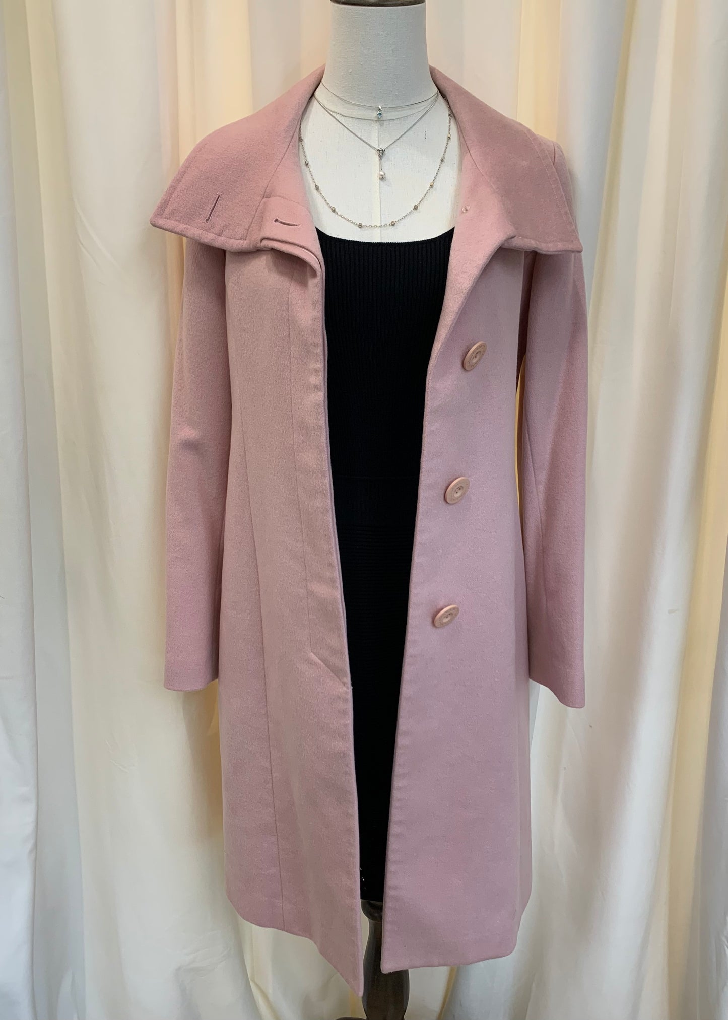 Lanvin En Bleu Dusty Pink Asymmetric Collar Coat Size 36