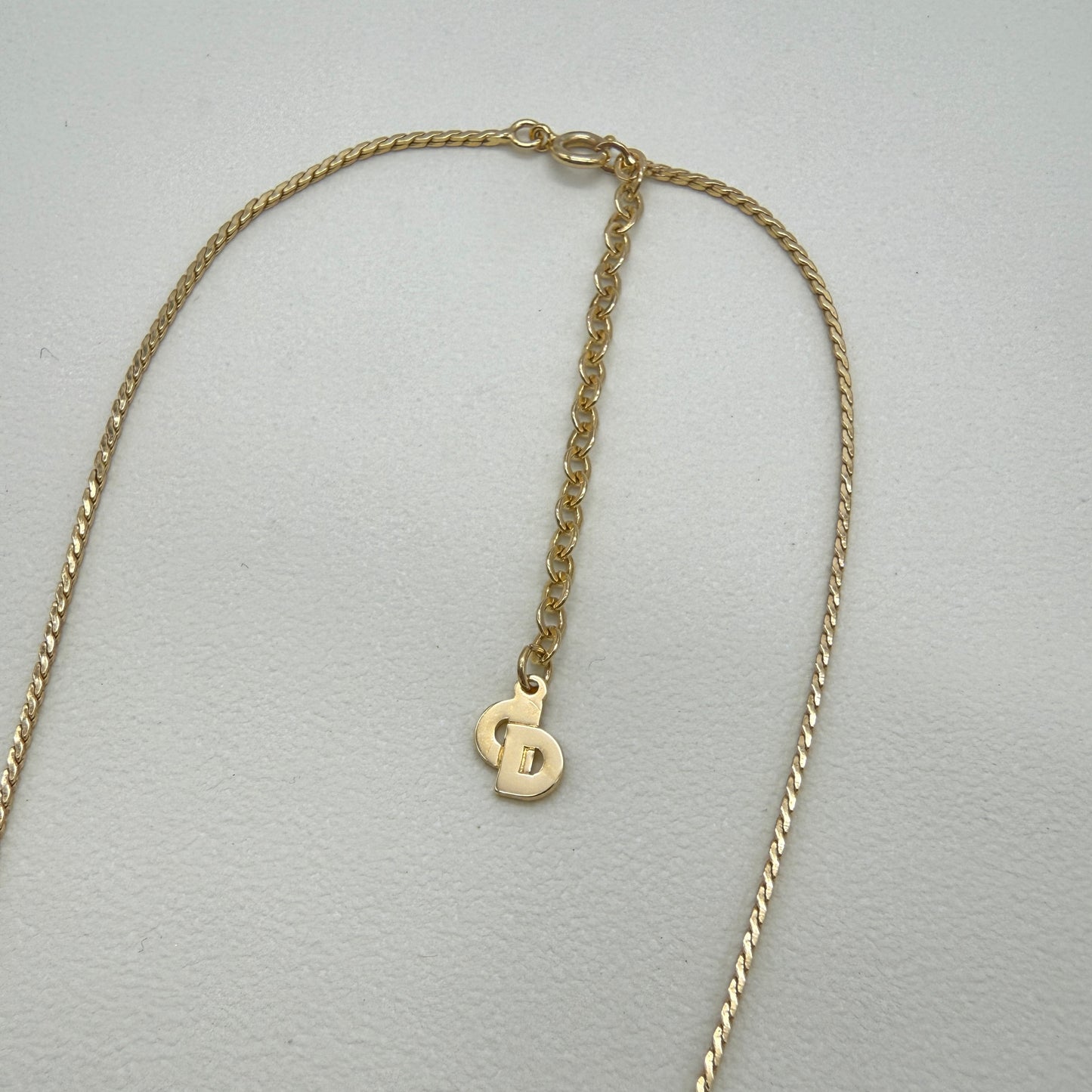 Christian Dior Vintage CD Logo with Rhinestone Golden Necklace