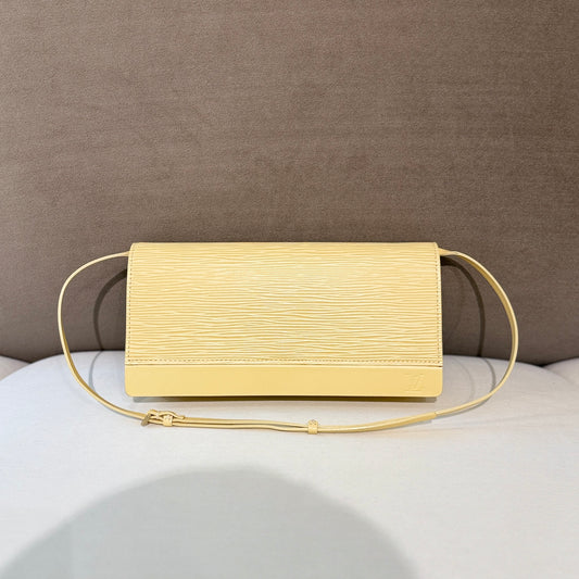 Louis Vuitton Honfleur Light Yellow Epi Leather Clutch