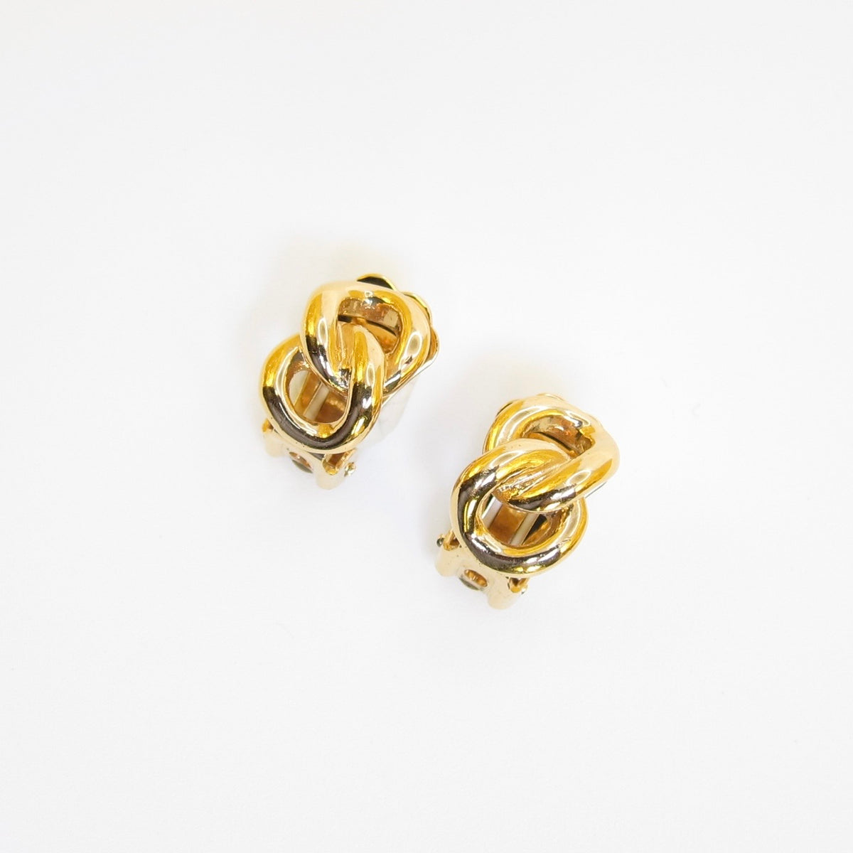 Christian Dior 中古扭紋結形金色耳夾