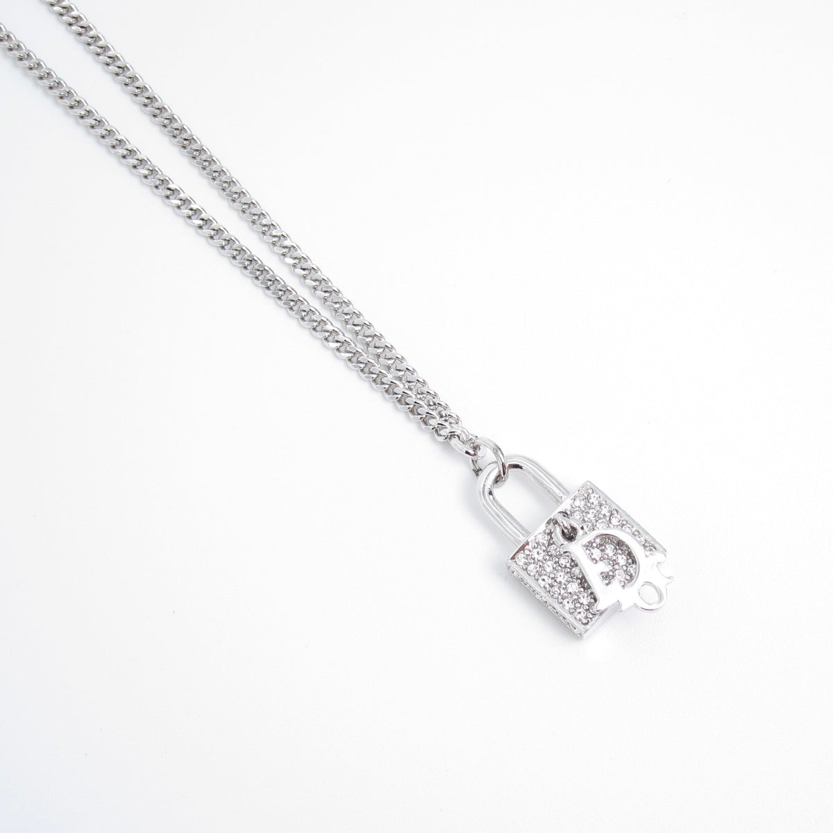 Christian Dior 中古閃石鎖頭銀色頸鏈