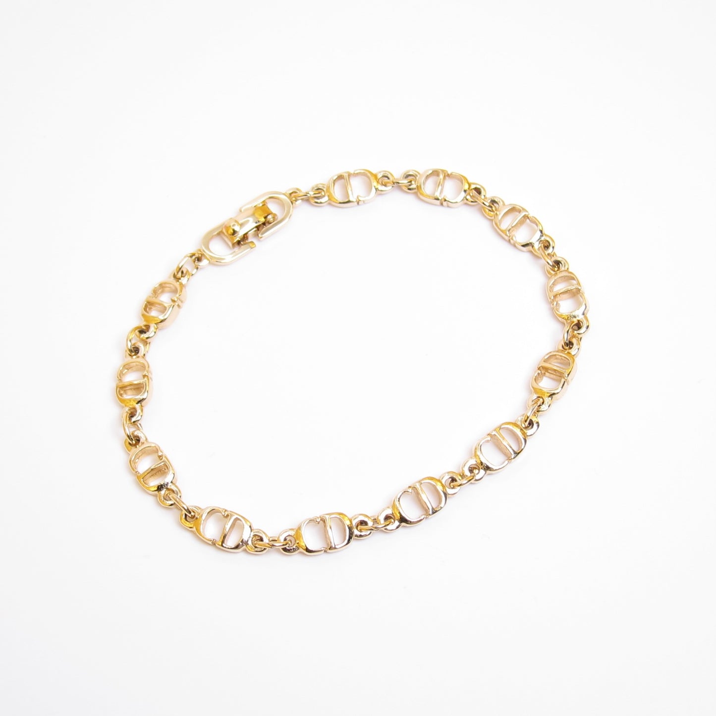 Christian Dior Vintage CD Logo Motif Golden Bracelet