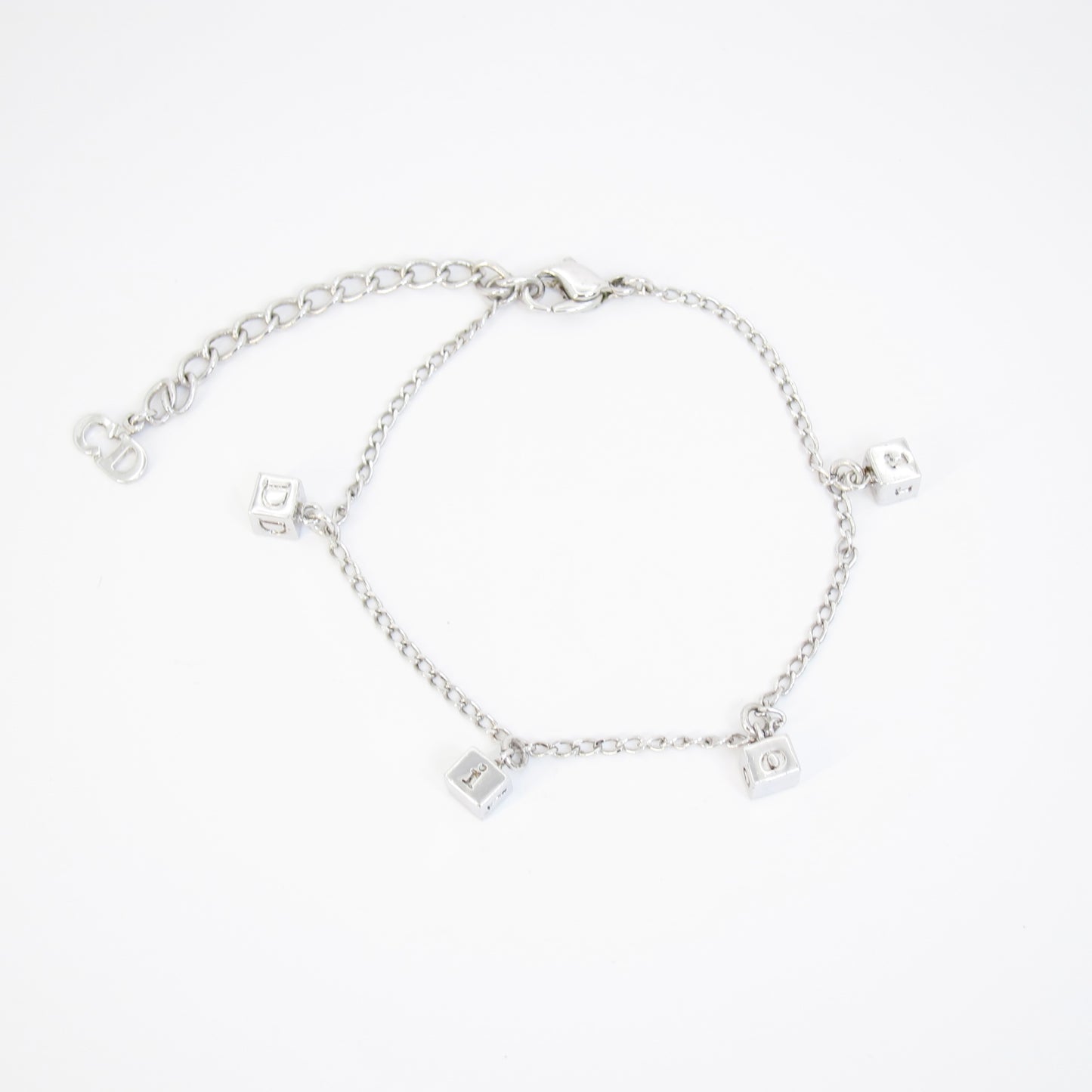 Christian Dior Vintage Dior Logo on Cube Silver Bracelet