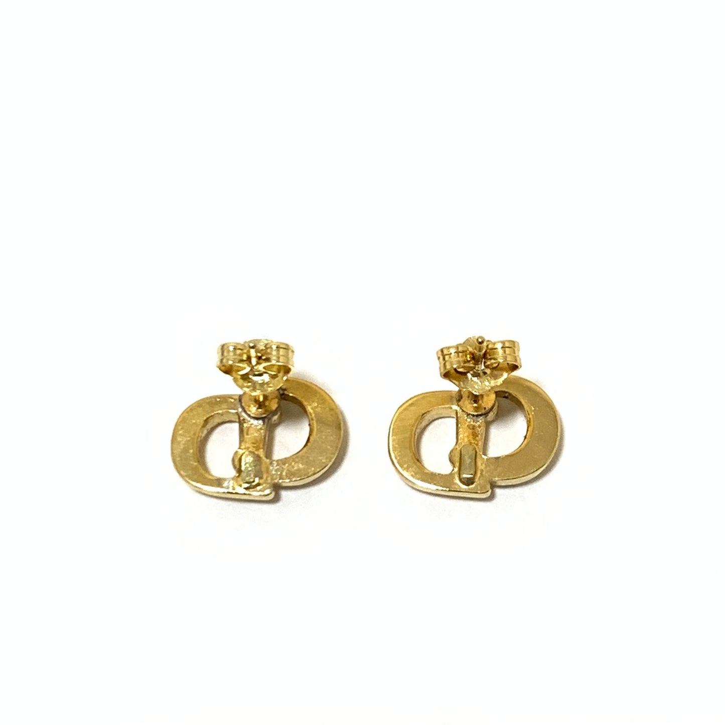 Christian Dior 復古 CD 標誌金色夾式耳環
