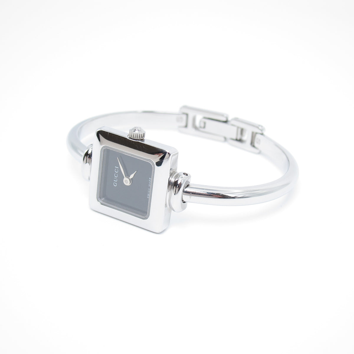 Gucci Vintage 1900L Black Square Dial Bangle Watch with Box
