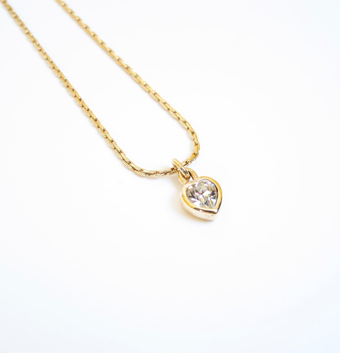 Christian Dior Vintage Heart Shape Rhinestone Golden Necklace
