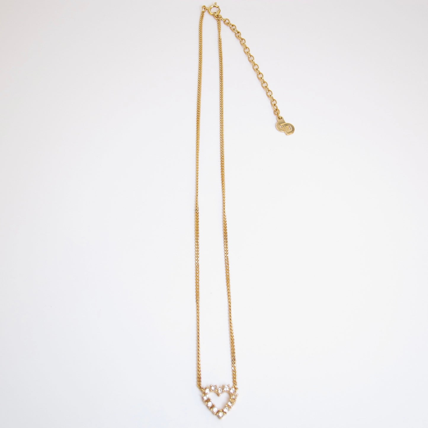Christian Dior Vintage Heart with Rhinestone Golden Necklace