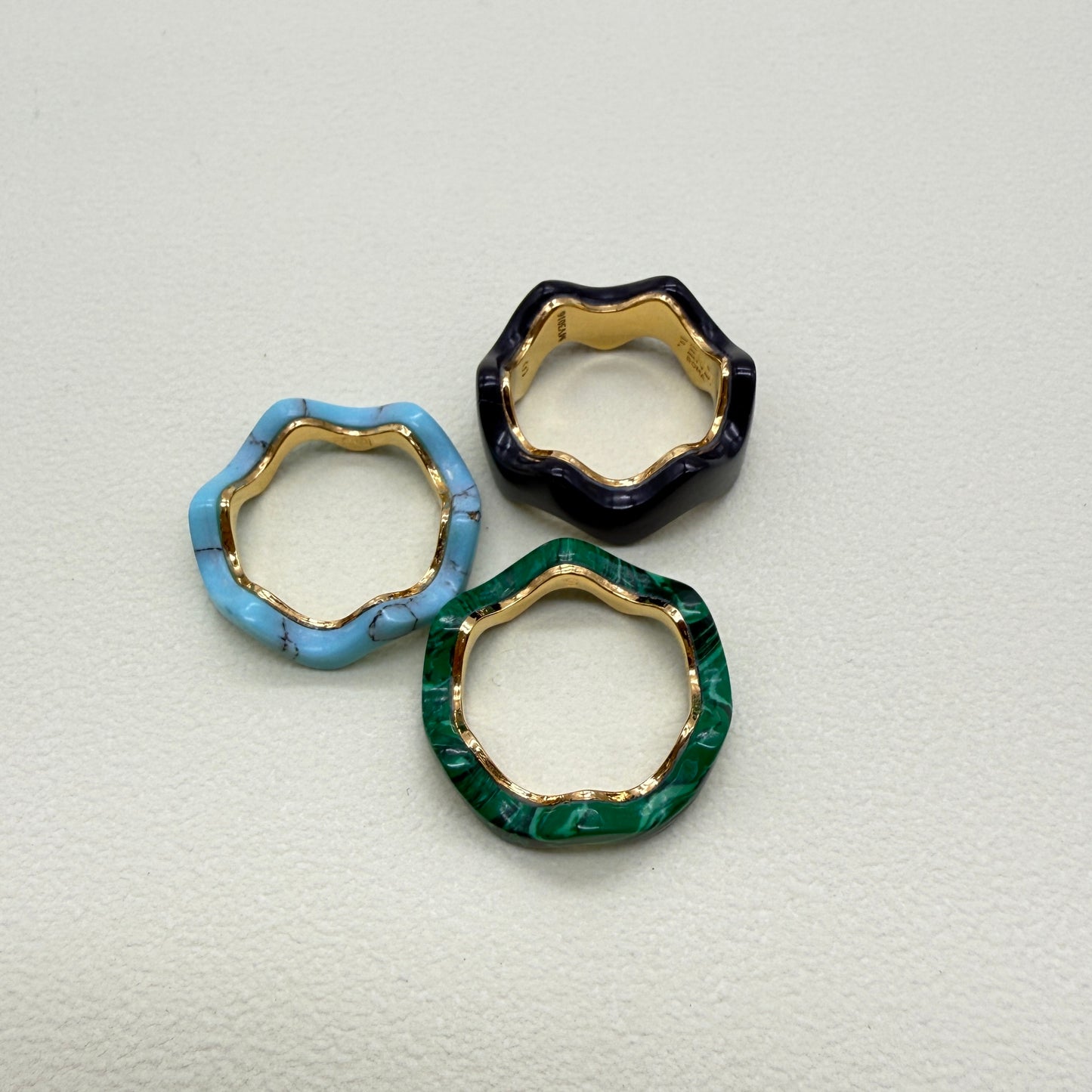 Fendi Vintage Multi Color 3-Row Ring #11