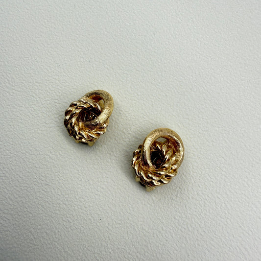 Christian Dior Vintage Twist Circle Golden Clip-on Earrings