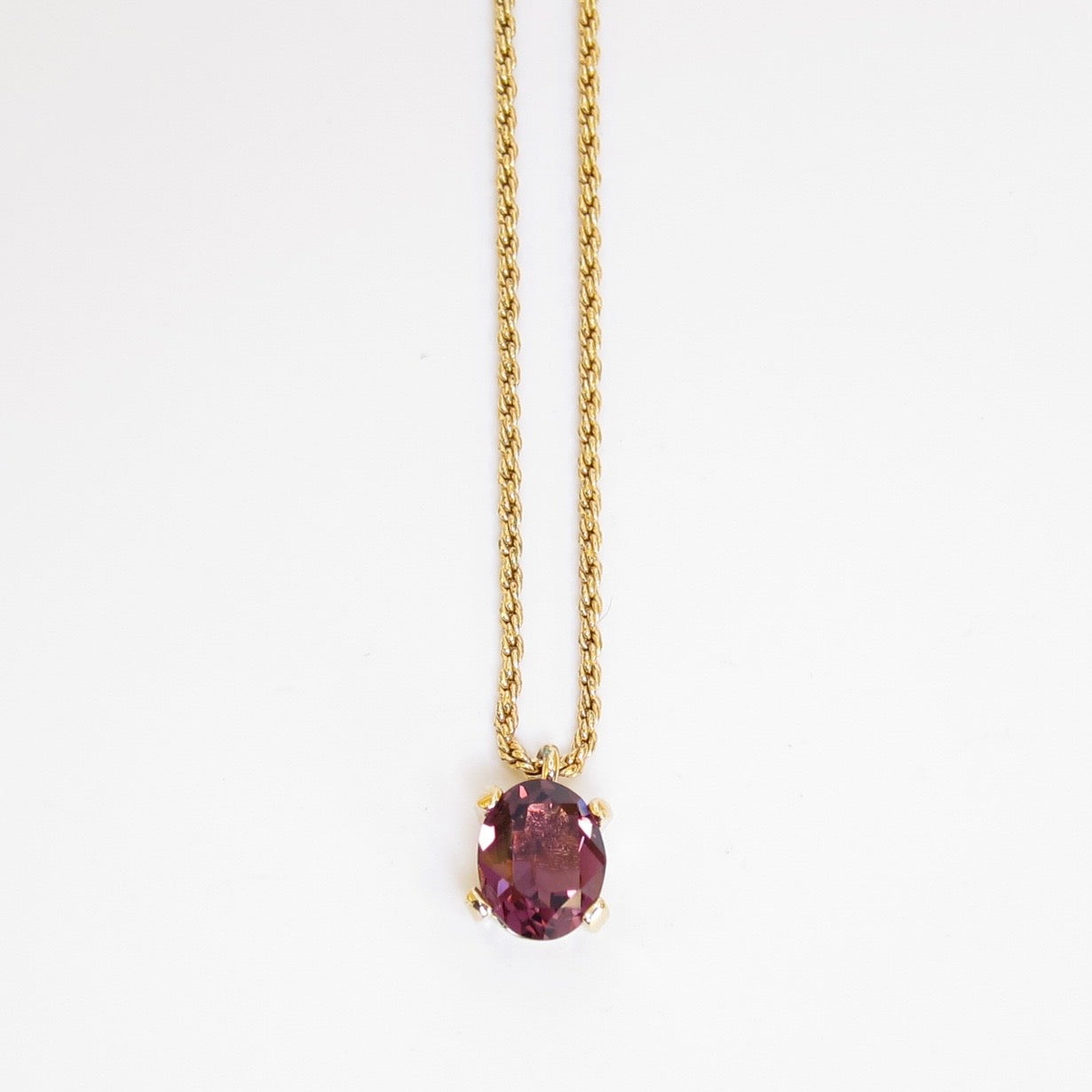 Christian Dior Vintage Plum Color Stone Golden Necklace