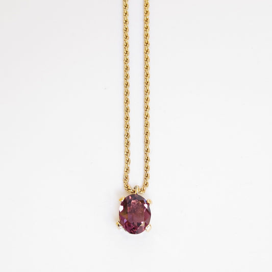 Christian Dior Vintage Plum Color Stone Golden Necklace