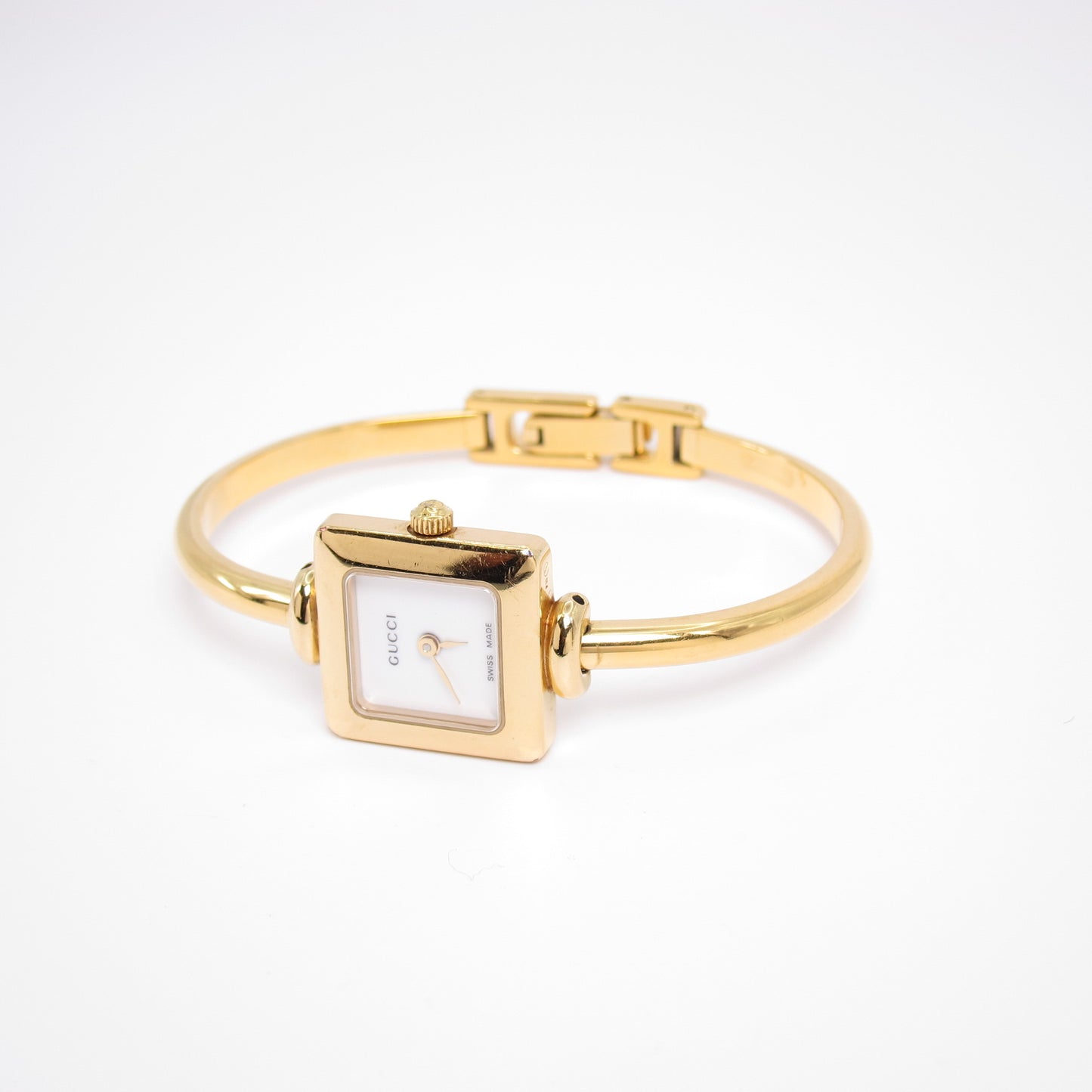 Gucci Vintage Square White Face Golden Bangle Watch