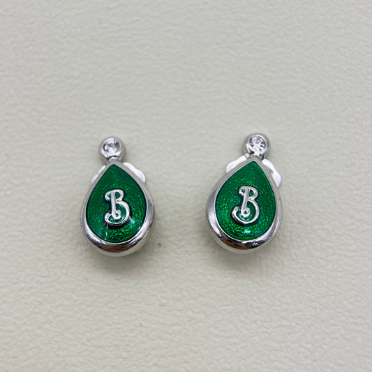 Burberry Vintage B Logo on Green and Silver Clip-on Earrings