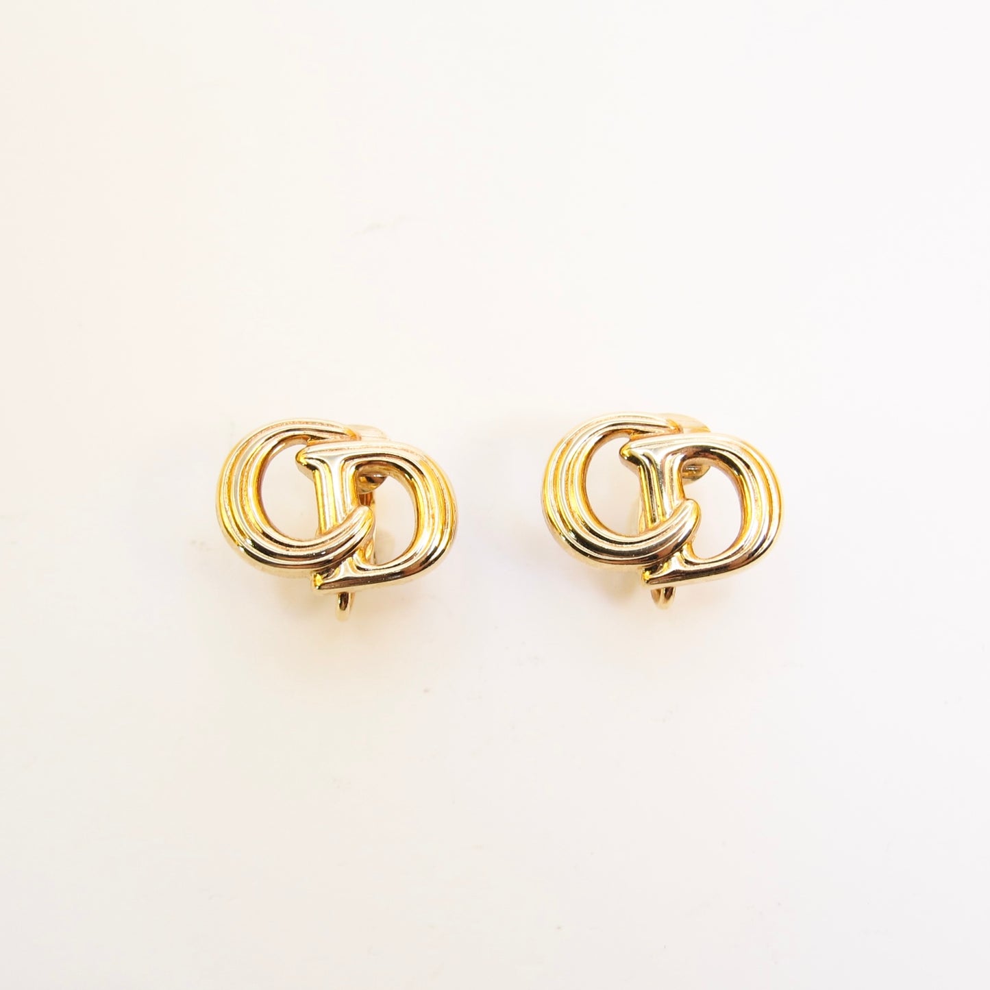 Christian Dior Vintage CD Logo Golden Clip-on Earrings