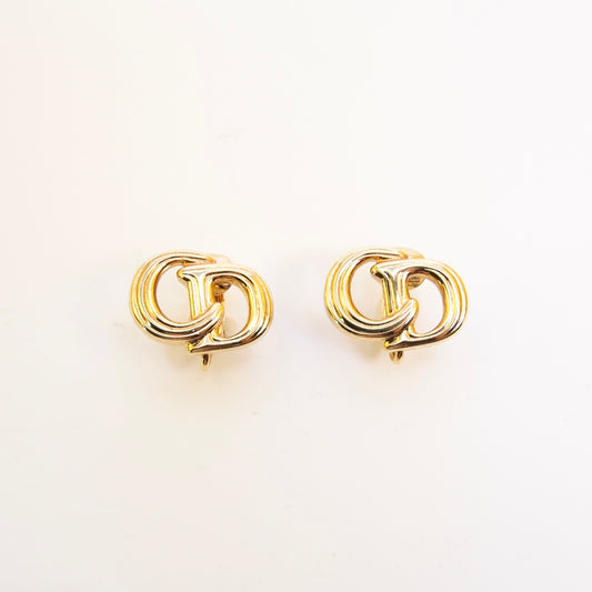 Christian Dior Vintage CD Logo Golden Clip-on Earrings