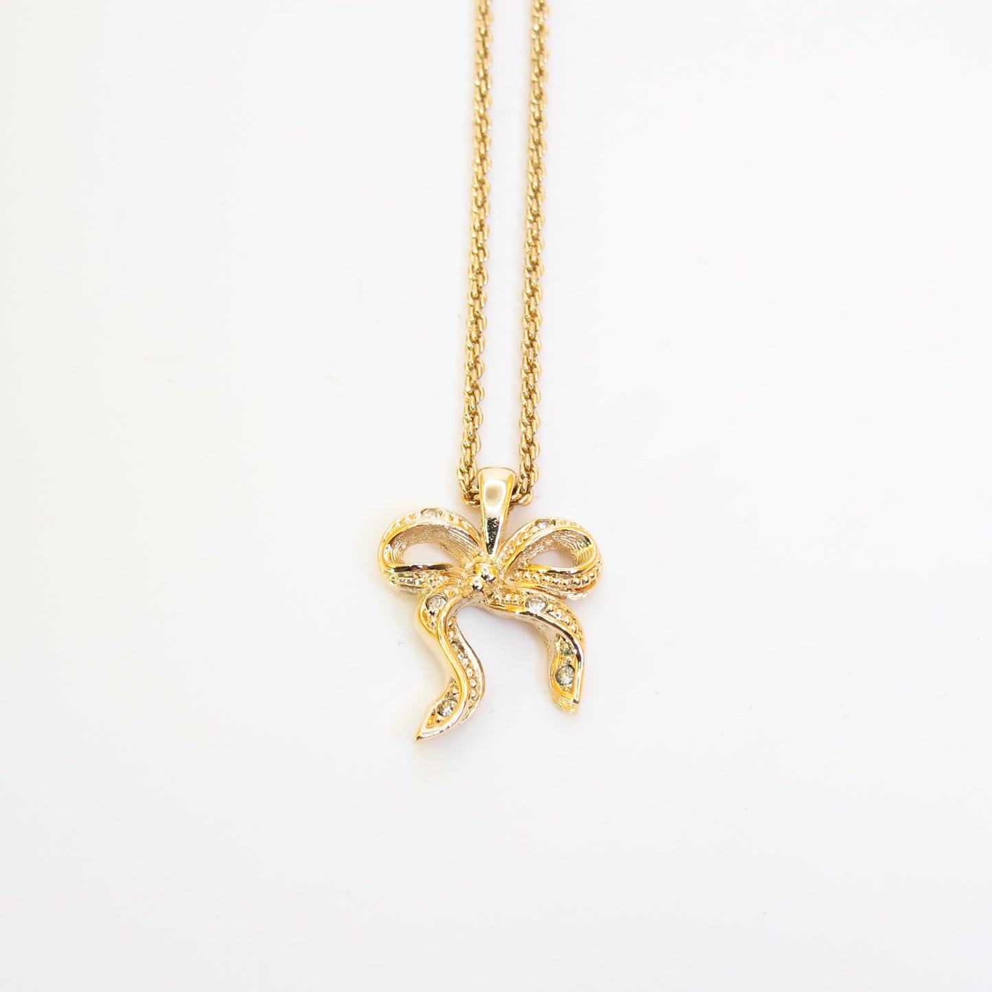 Christian Dior Vintage Ribbon with Rhinestone Golden Necklace