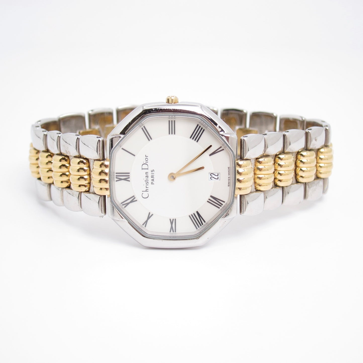 Christian Dior Vintage Octagon White Face Two Tone Watch