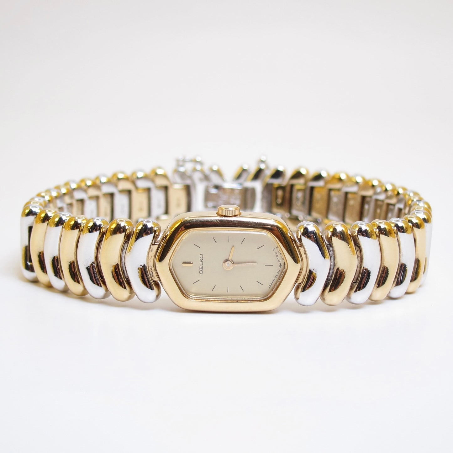 Seiko Vintage Hexagon Two Tone Wavy Bracelet Watch