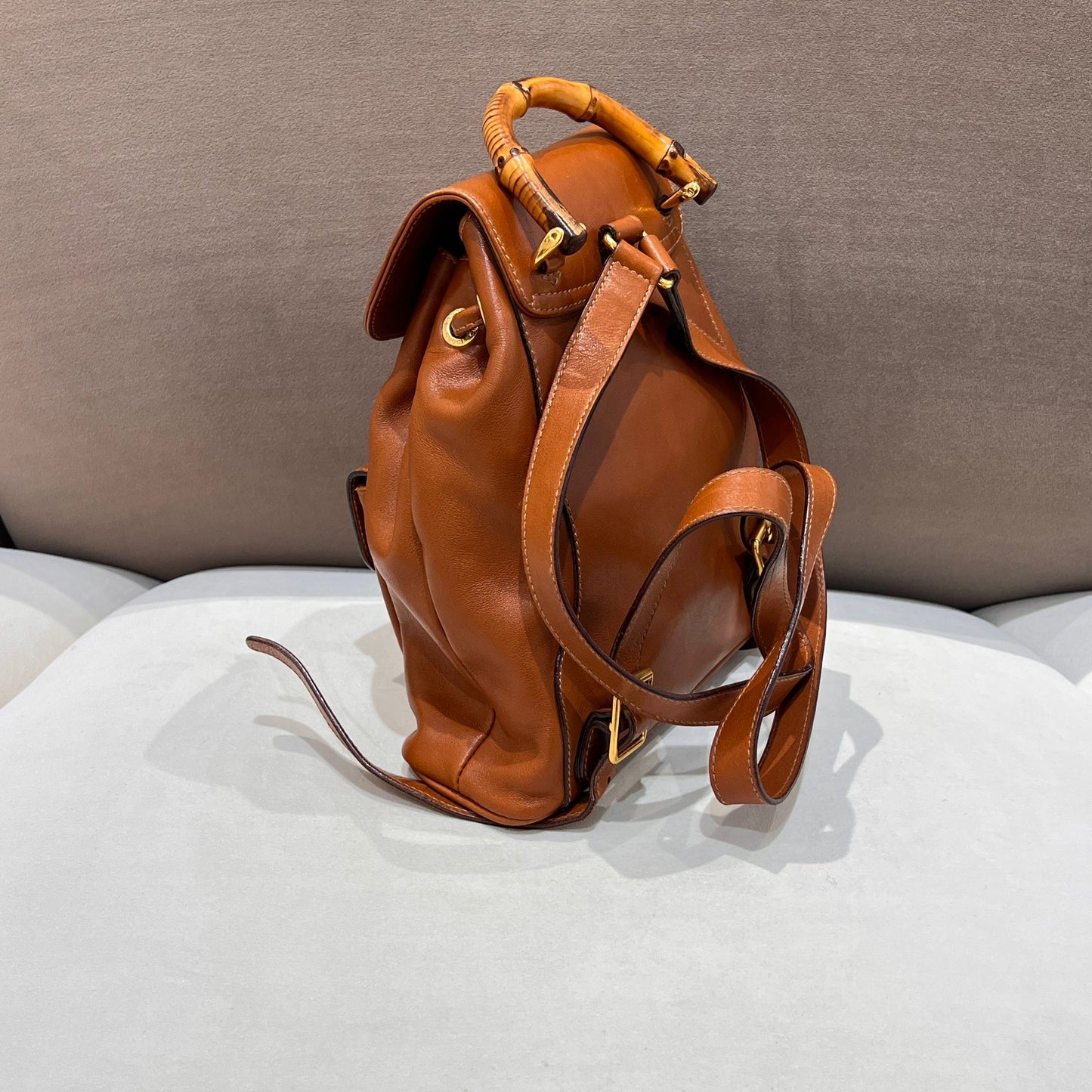 Gucci Vintage Mini Bamboo Leather Backpack