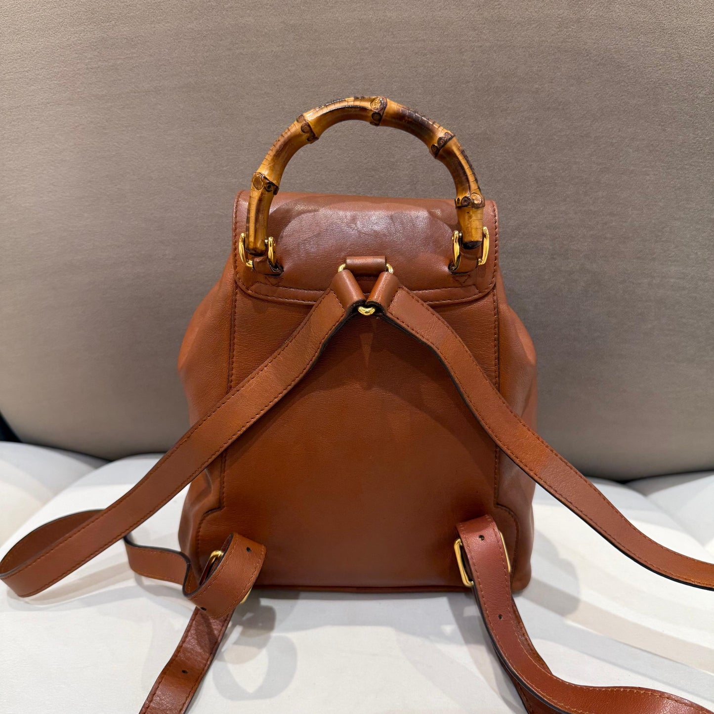 Gucci Vintage Bamboo Brown Leather Mini Backpack