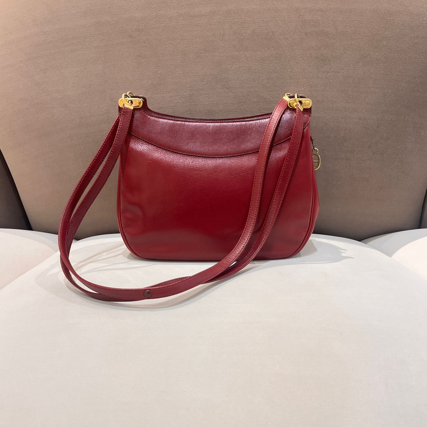 Christian Dior Vintage Burgundy Calfskin Cd Shoulder Bag