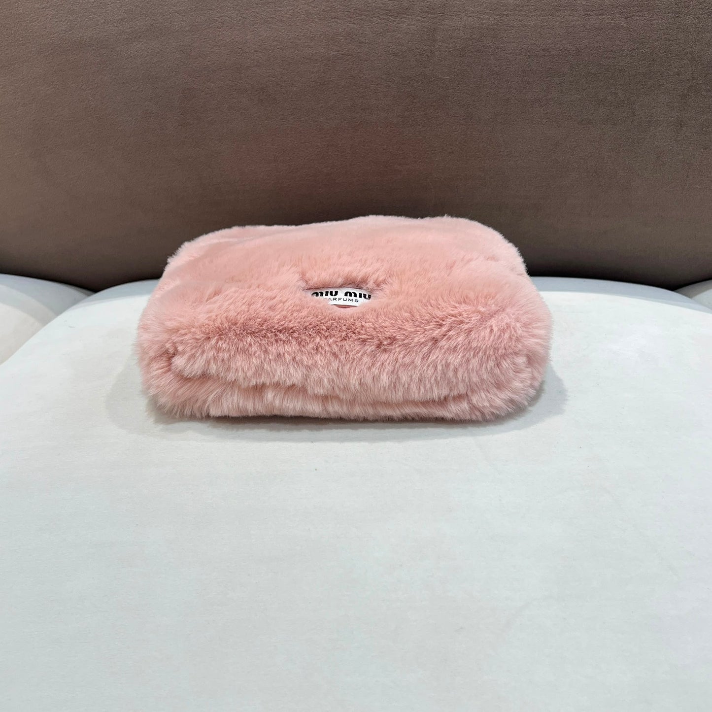 Miu Miu Pink Faux Fur Cosmetic Pouch