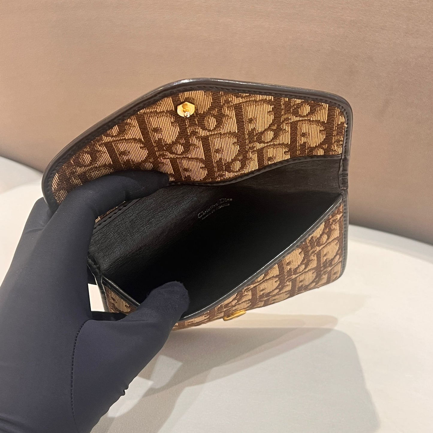 Christian Dior Vintage Trotter Monogram Canvas Brown Envelope Pouch Clutch