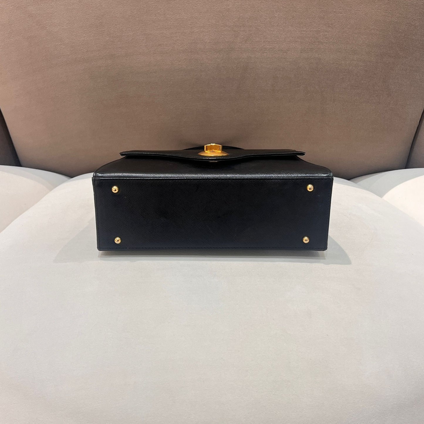 Givenchy Vintage Anagram Embossed Black Leather Top Handle Handbag