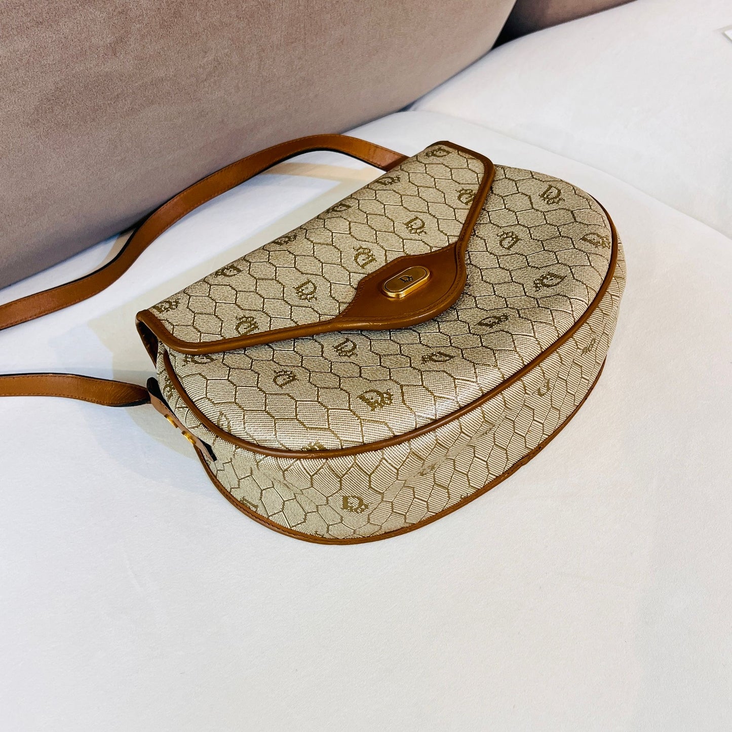 Christian Dior Vintage Brown Monogram Pvc Saddle Shoulder Bag