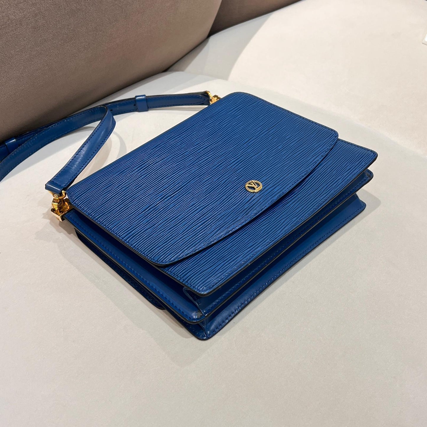 Louis Vuitton Vintage Epi Grenelle Blue Structured Shoulder Bag