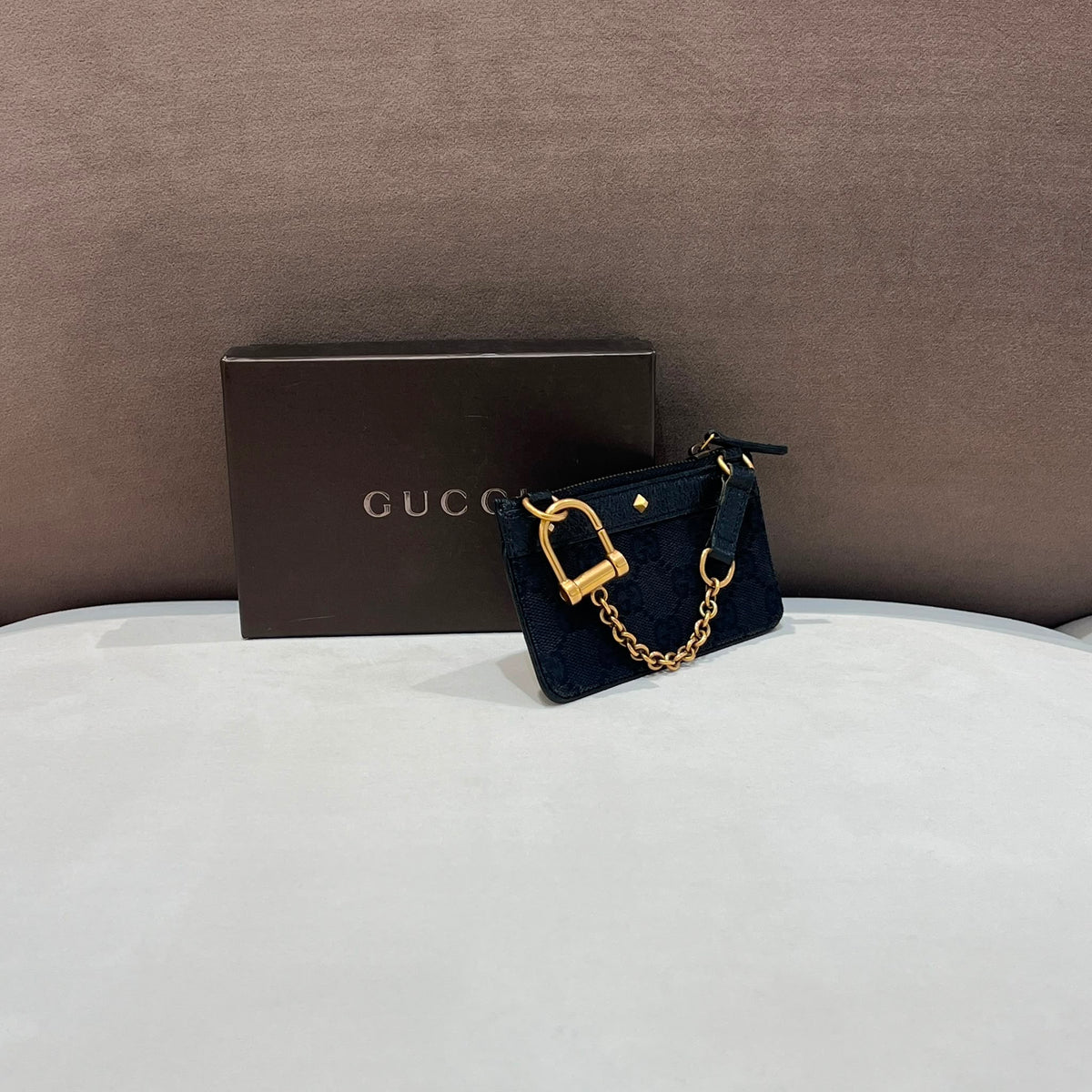Gucci Vintage Black GG Canvas Studded Shoulder Bag