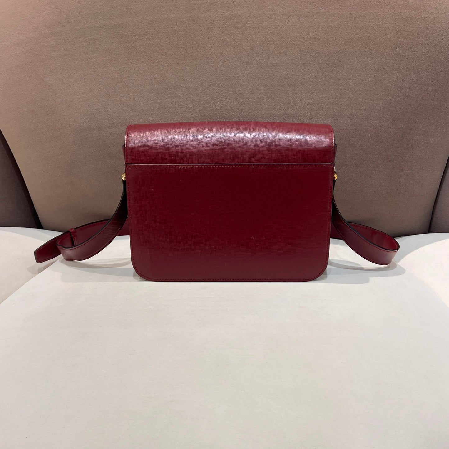 Cartier Vintage C De Cartier Bordeaux Leather Shoulder Bag