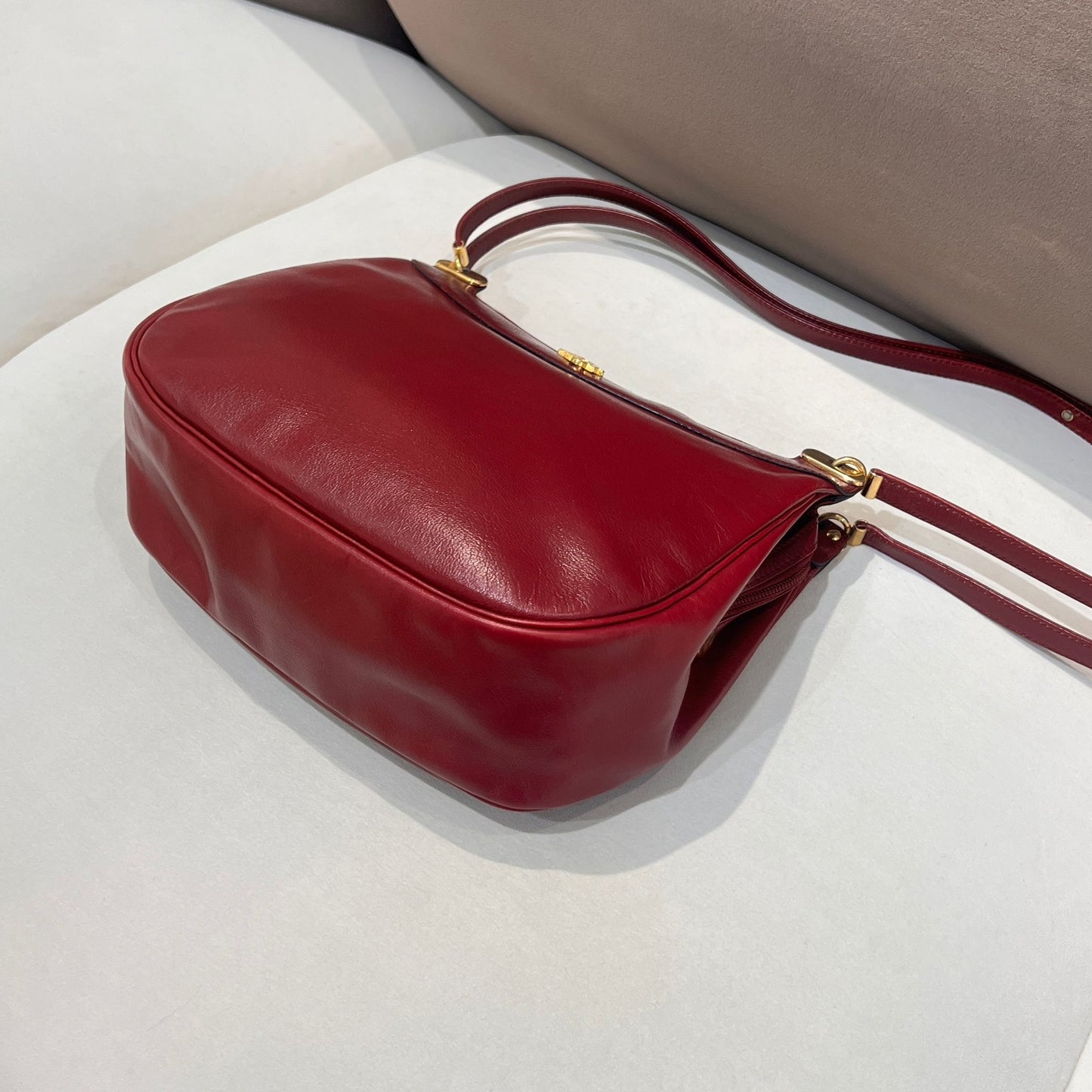 Christian Dior Vintage Burgundy Calfskin Cd Shoulder Bag