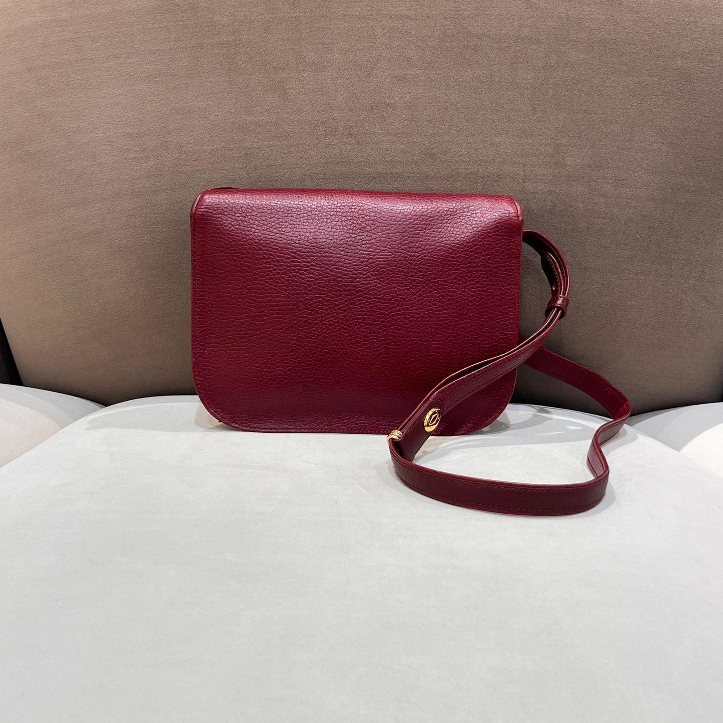 Cartier Vintage Burgundy Leather Must De Cartier Shoulder Bag