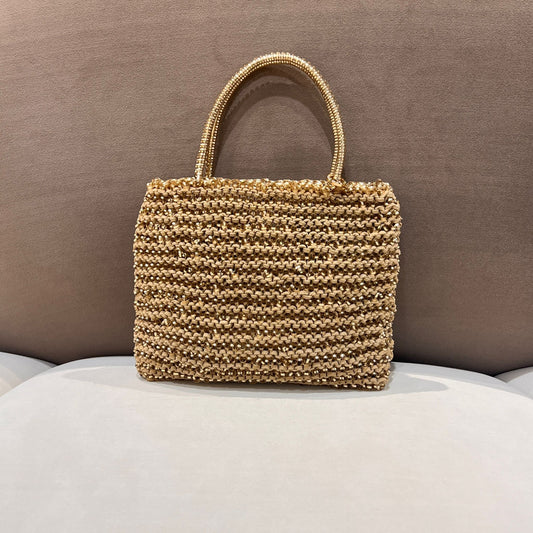 Anteprima Vintage Gold Wire Knit Top Handle Handbag