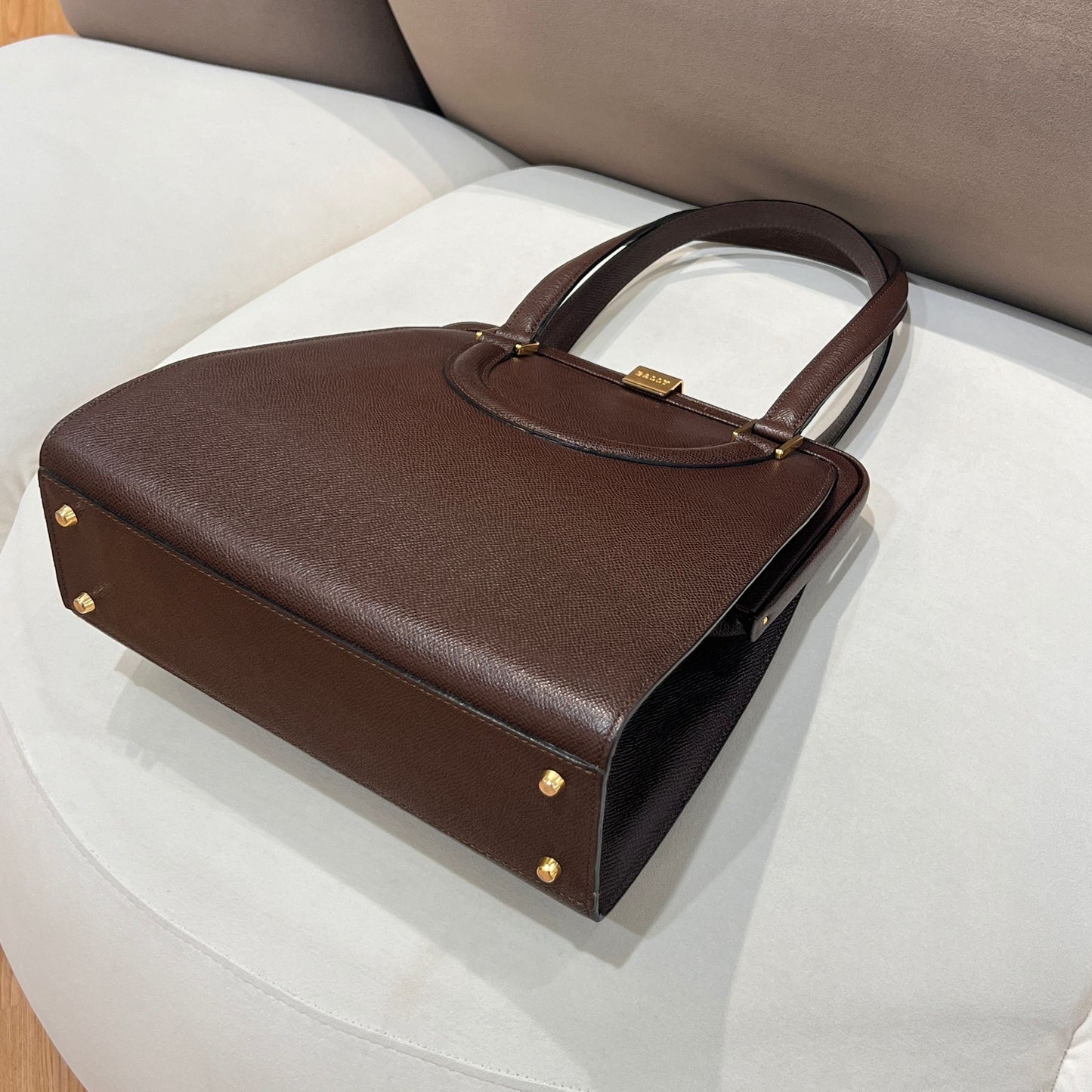 Bally Vintage Brown Leather Structured Double Shoulder Bag