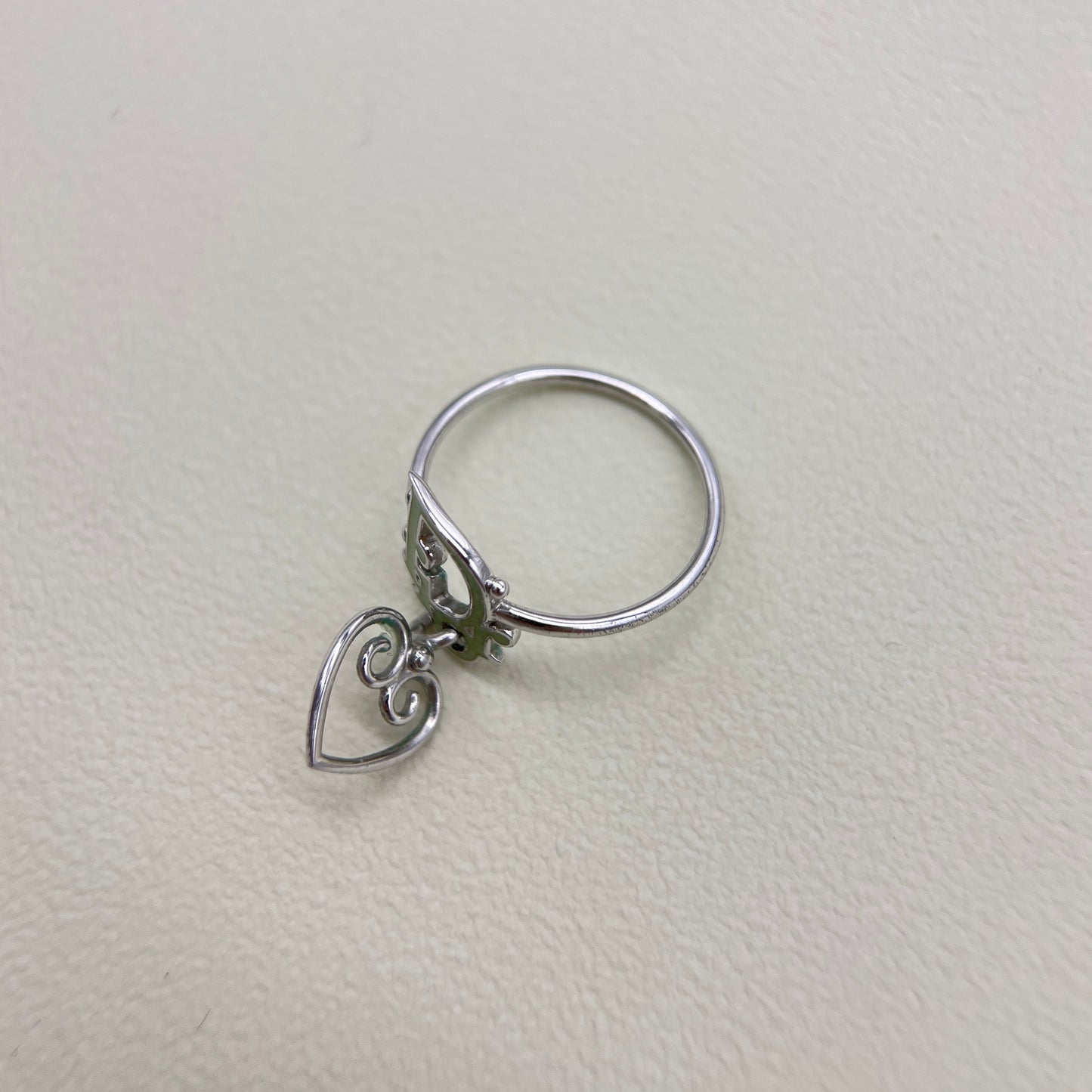 Christian Dior Vintage Dior Logo and Heart Silver Ring #13.5